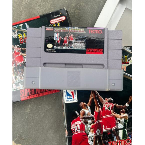 SNES 1993 Super Nintendo Tecmo Super NBA Basketball with Box and Manual - Picture 11 of 11